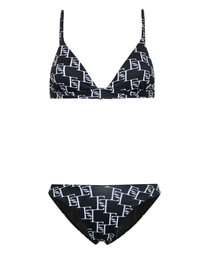 Elisabetta Franchi Bikini mit Monogramm-Print Schwarz