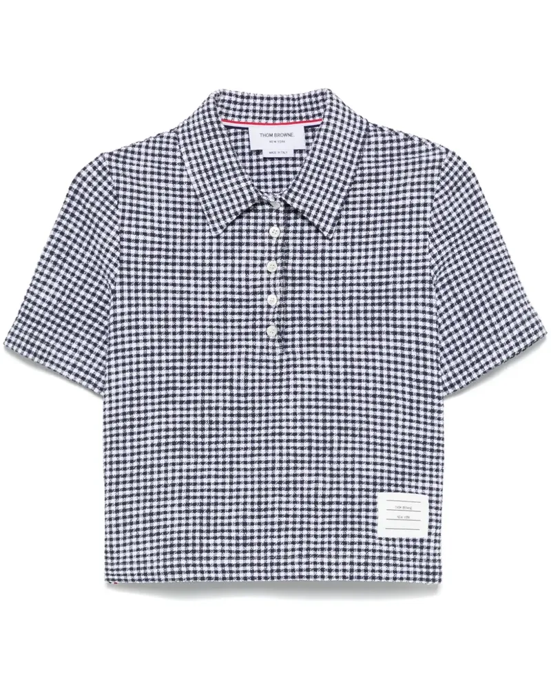 Thom Browne Tweed-Poloshirt mit Vichy-Karo - Blau Blau
