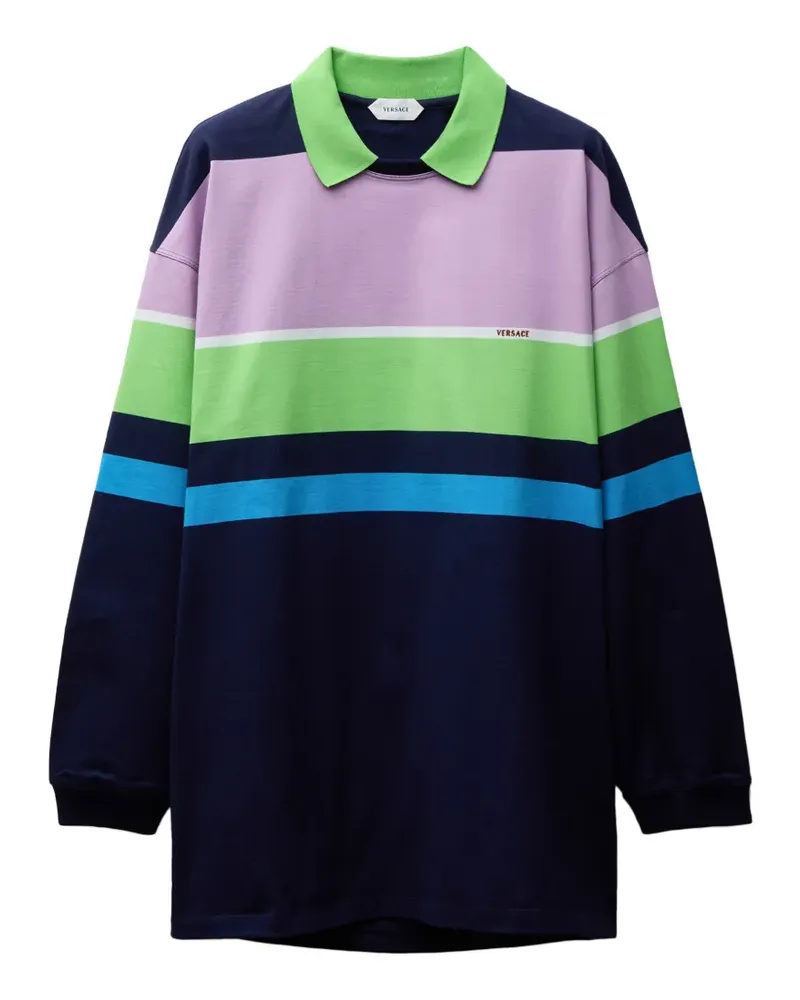 Versace Gestreiftes Minikleid aus Baumwolljersey - Blau Blau