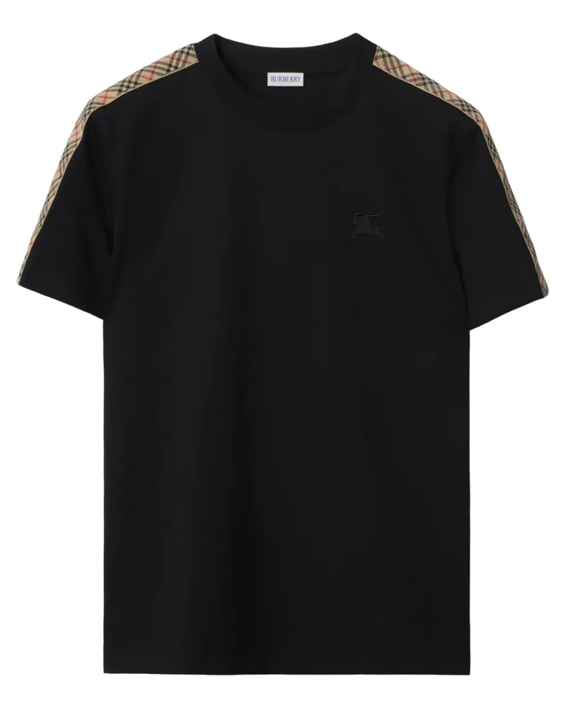 Burberry T-Shirt mit Check-Besatz - Schwarz Schwarz