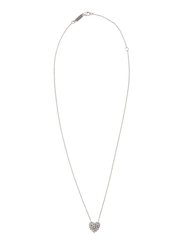 Suzanne Kalan 18kt white gold small angel diamond heart necklace - Silber Silber