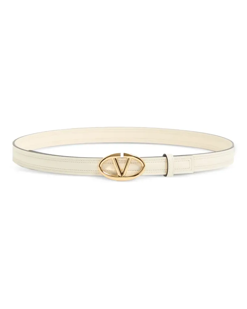 Valentino Garavani VLogo The Bold Edition Gürtel aus glänzendem Kalbsleder 20mm - Weiß Weiß