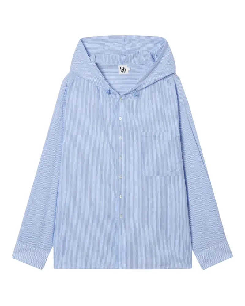 b+ab Gestreiftes Hemd mit Kapuze - Blau Blau