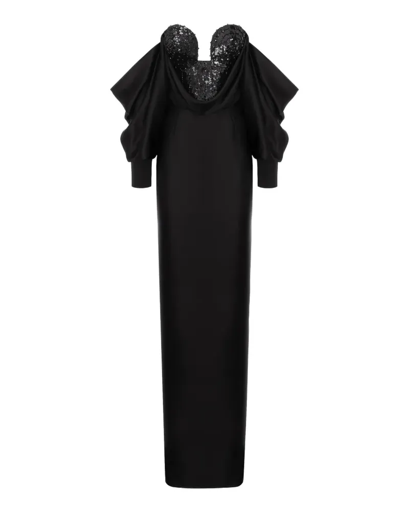 Cristina Savulescu Warrior sequin-embellished draped dress - Schwarz Schwarz