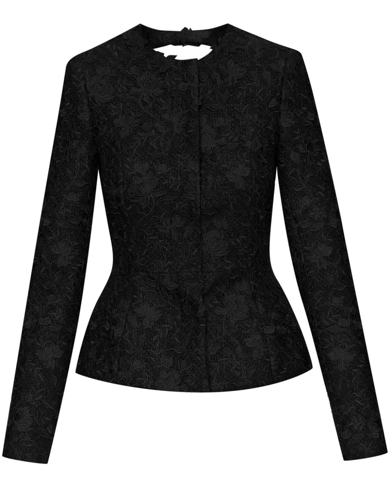 Oscar de la Renta Sunflower Tweed-Jacke Schwarz