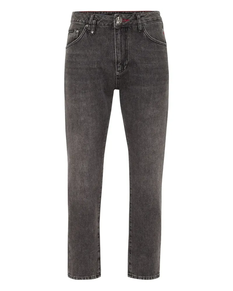 Philipp Plein Detroit Fit Jeans mit Logo-Schild - Grau Grau