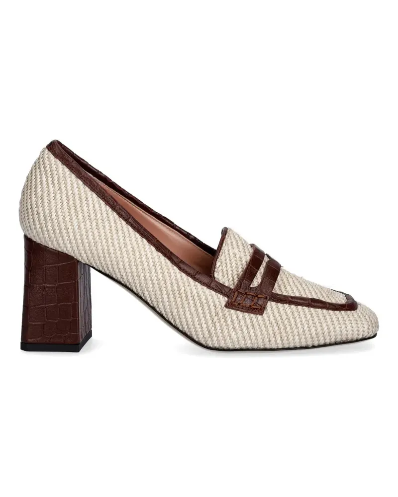 Pollini Camber crocodile-effect woven pumps - Nude Nude