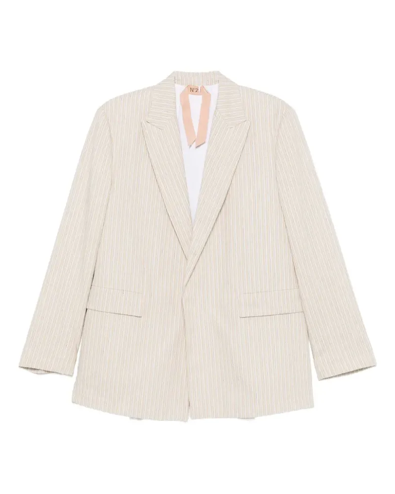 N° 21 vertical-stripe peak-lapel blazer - Nude Nude