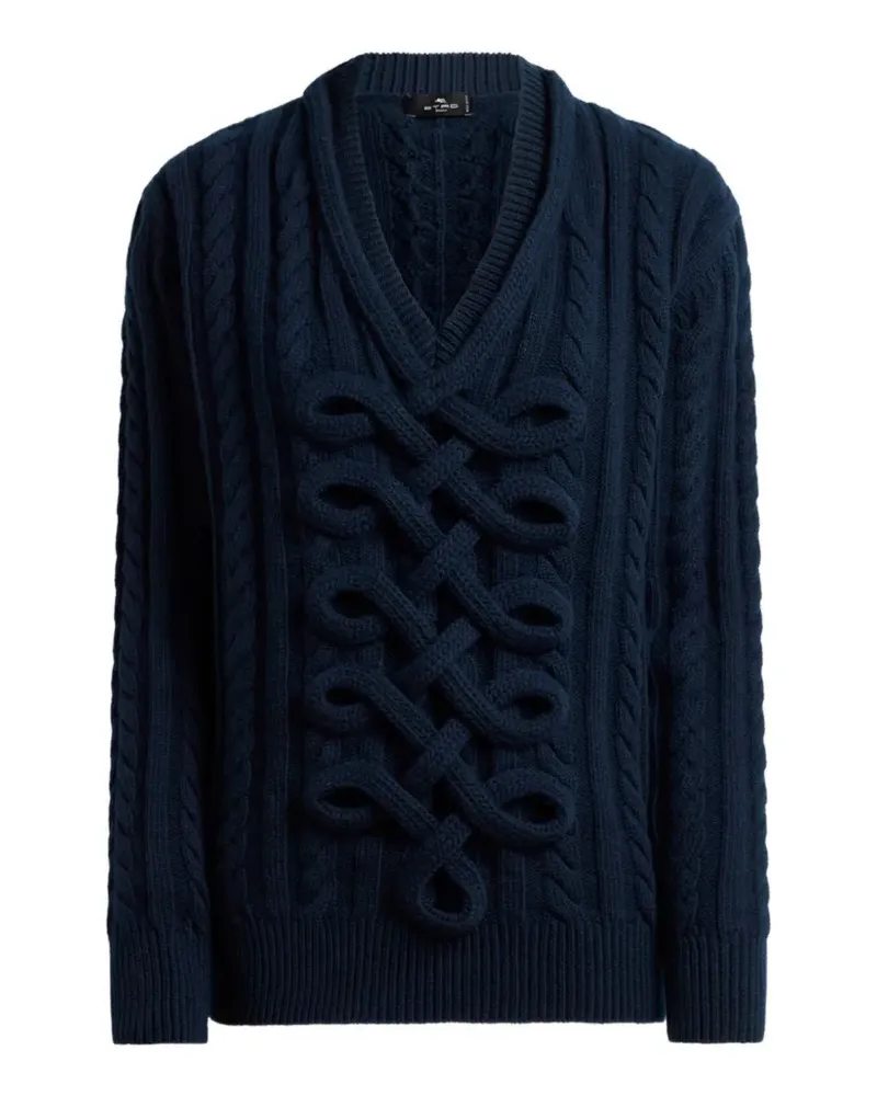 Etro Gerippter Pullover mit gewebtem Detail - Blau Blau