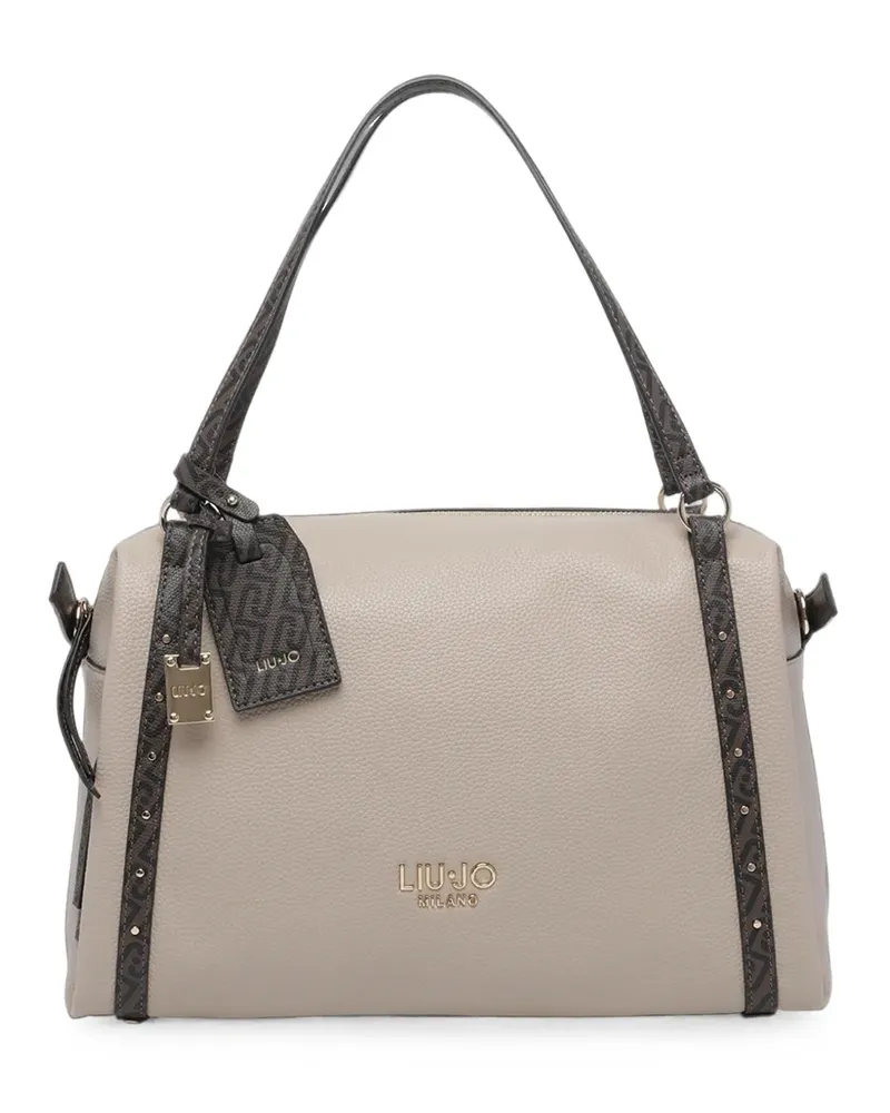 Liu Jo Schultertasche mit Logo-Print und Nieten - Nude Nude