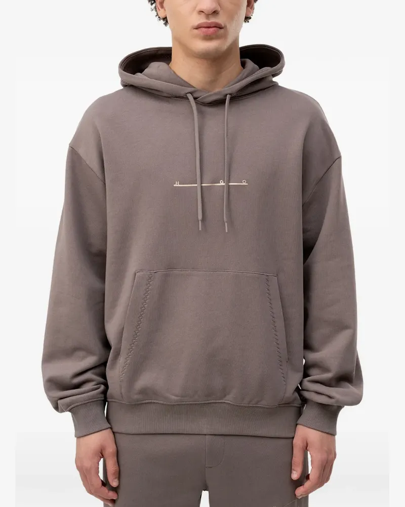 HUGO BOSS Hoodie mit Logo-Print - Braun Braun