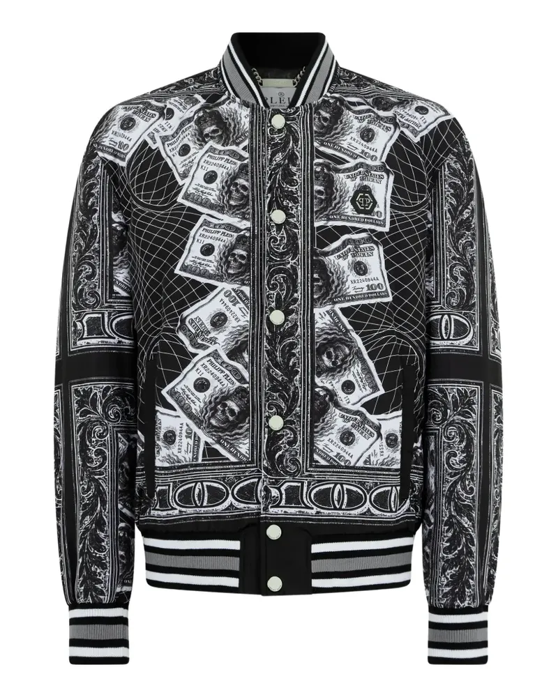 Philipp Plein Bomberjacke mit Totenkopf-Print - Schwarz Schwarz