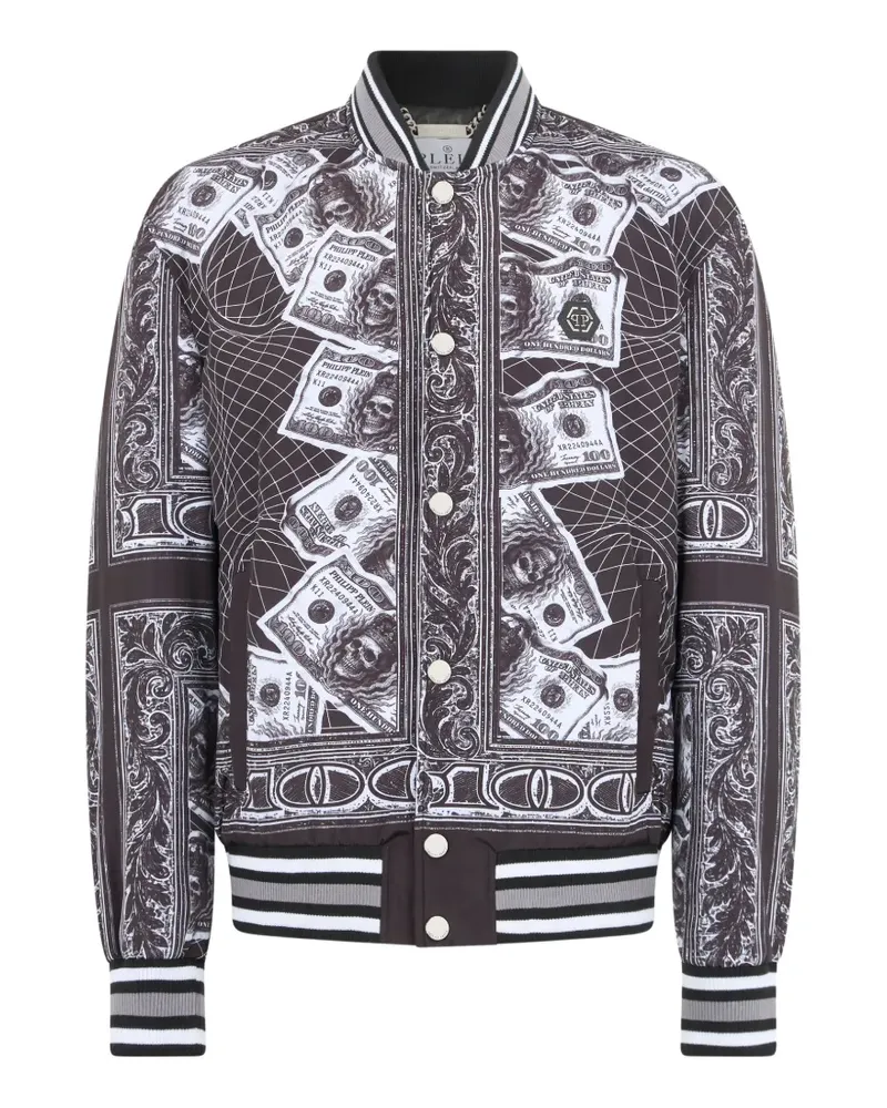Philipp Plein Bomberjacke mit Totenkopf-Print - Schwarz Schwarz