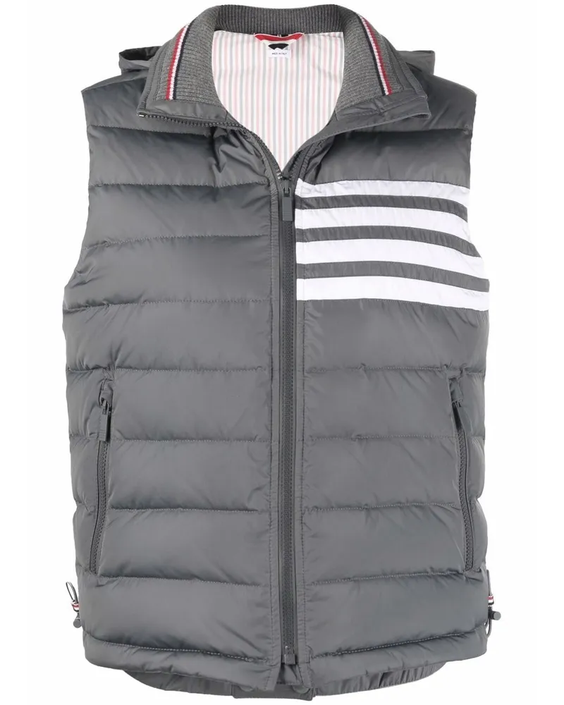 Thom Browne Daunenweste mit Streifen - Grau Grau