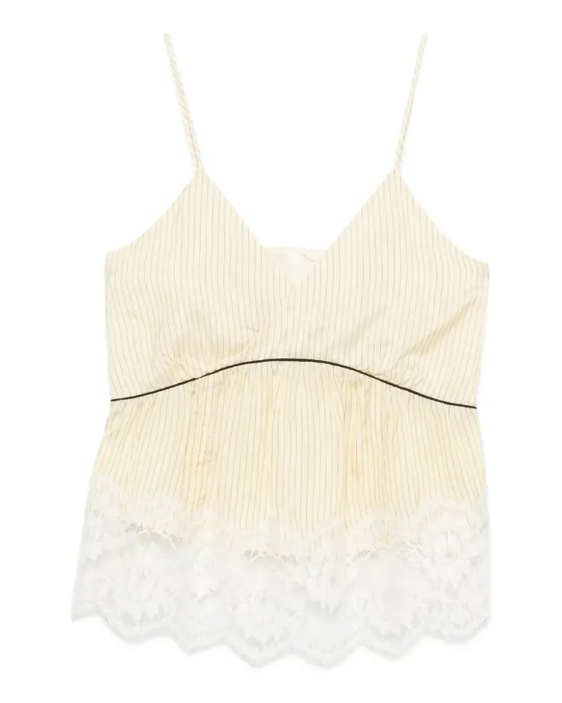 PLAN C Top mit Spitzenborten - Nude Nude