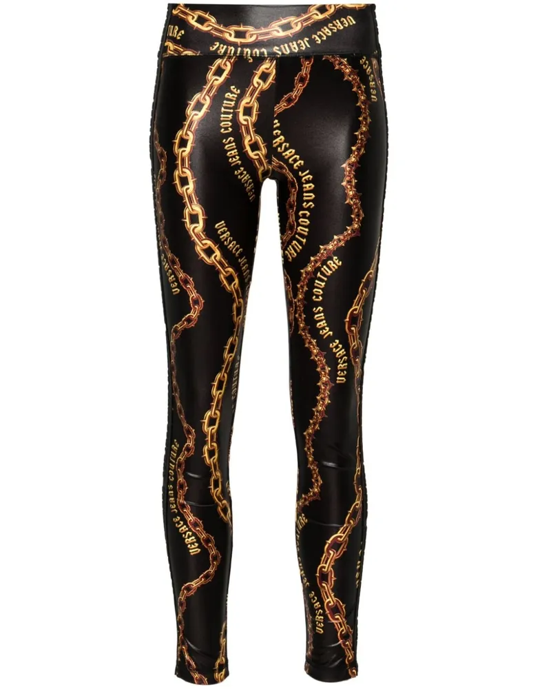 Versace Jeans Leggings mit Ketten-Print - Schwarz Schwarz