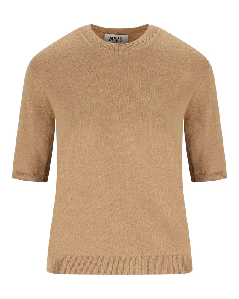 Alpha Studio Kurzärmeliger Kaschmirpullover - Nude Nude