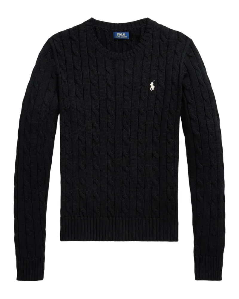 Ralph Lauren Pullover mit Zopfmuster und Logo-Stickerei - Schwarz Schwarz