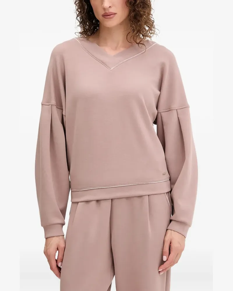 HUGO BOSS Scuba Sweatshirt mit V-Ausschnitt - Braun Braun