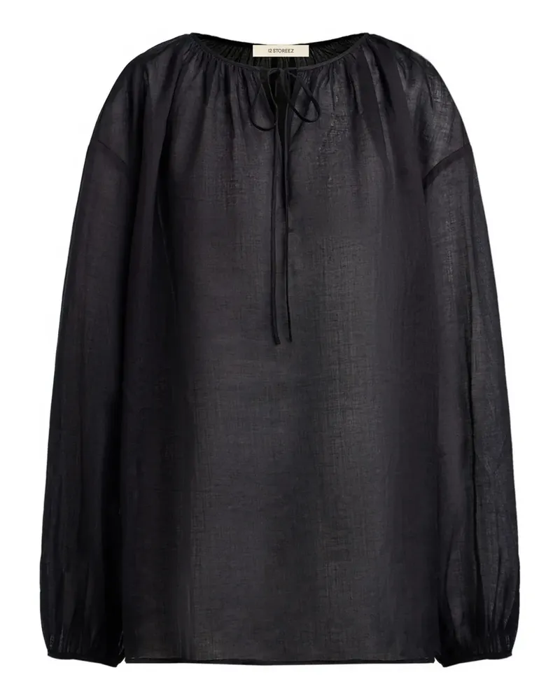 12 STOREEZ Bluse aus Rami - Schwarz Schwarz