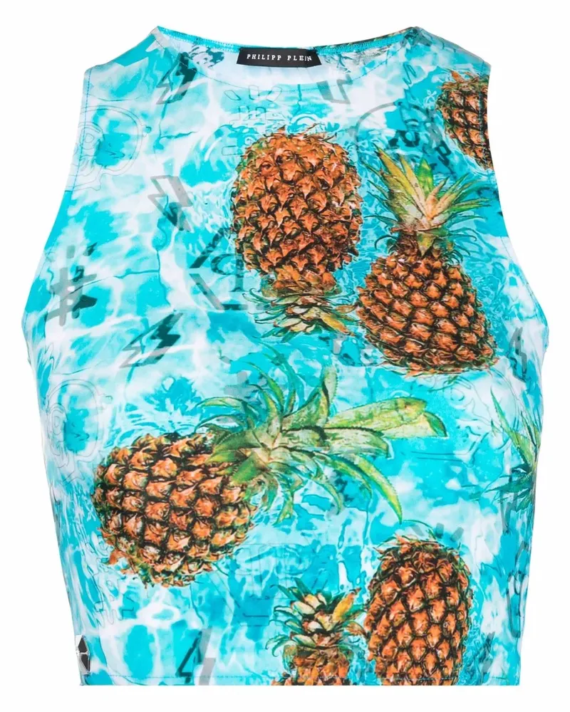 Philipp Plein Pineapple Skies Cropped-Top - Blau Blau