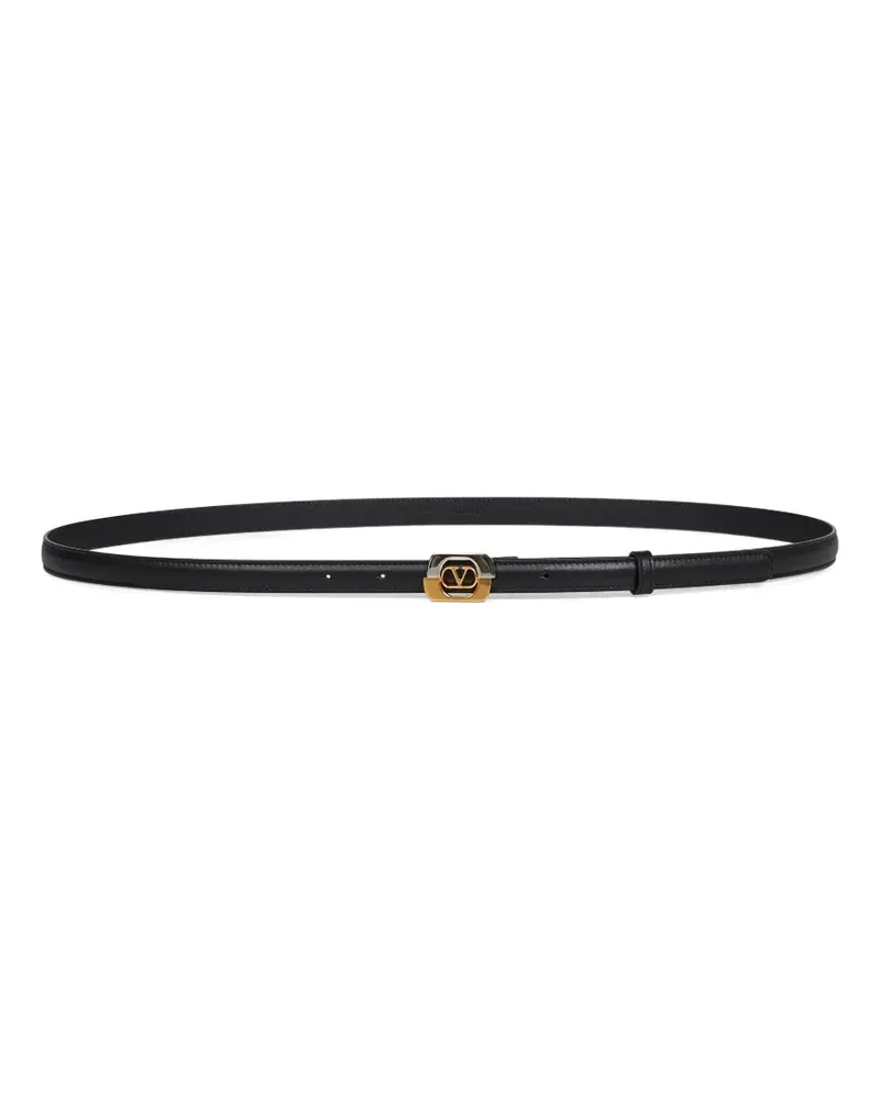 Valentino Garavani V-logo buckle leather belt - Schwarz Schwarz