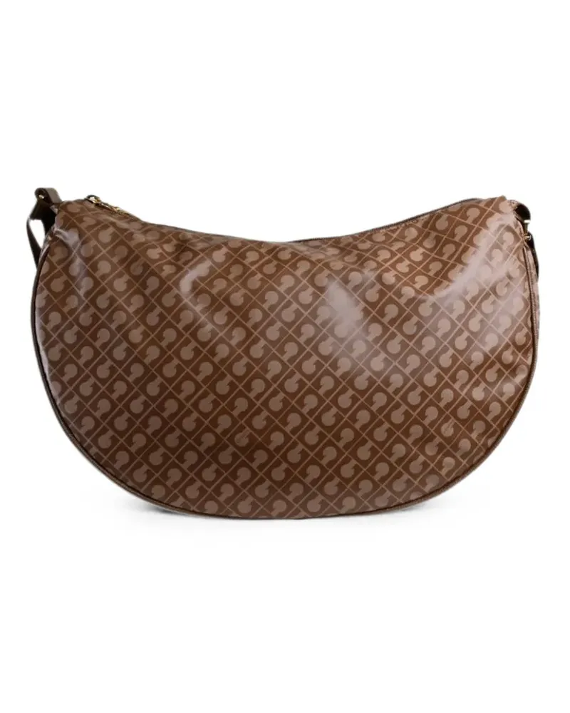 Gherardini logo-print crescent tote bag - Braun Braun