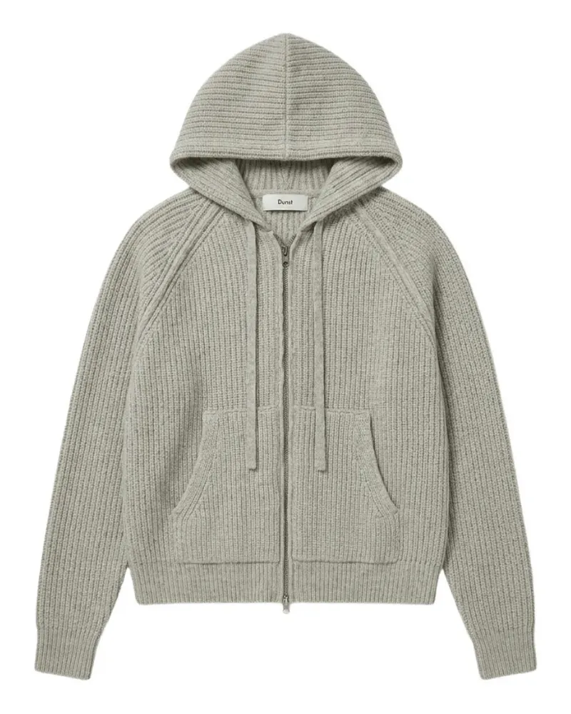 Dunst ribbed-knit raglan-sleeve hoodie - Grau Grau