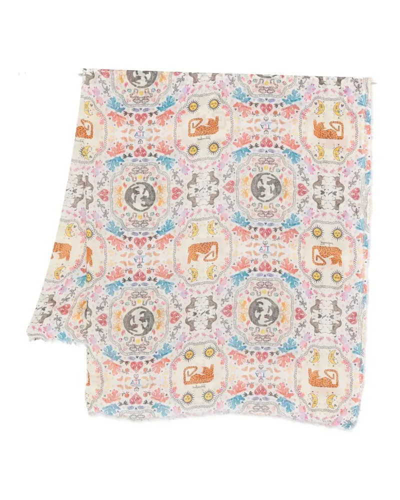 Faliero Sarti Poly printed scarf - Nude Nude