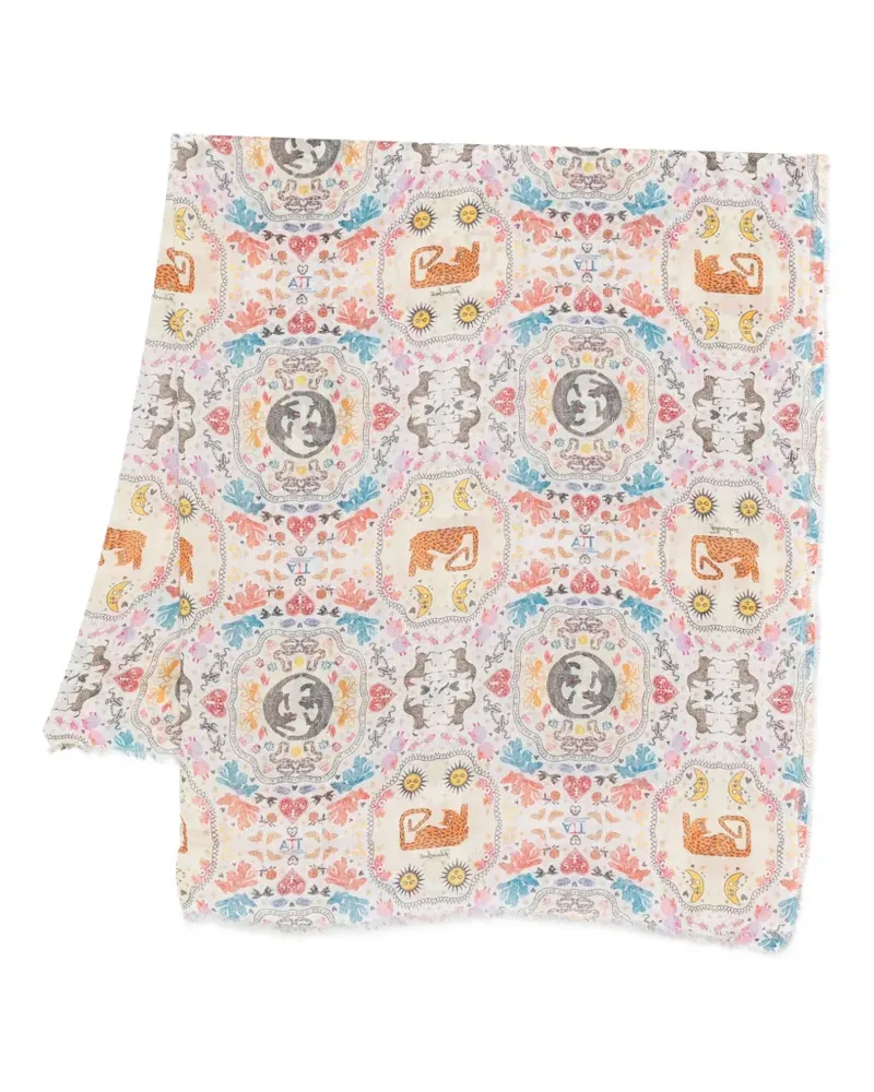 Faliero Sarti Poly Schal mit Print - Nude Nude