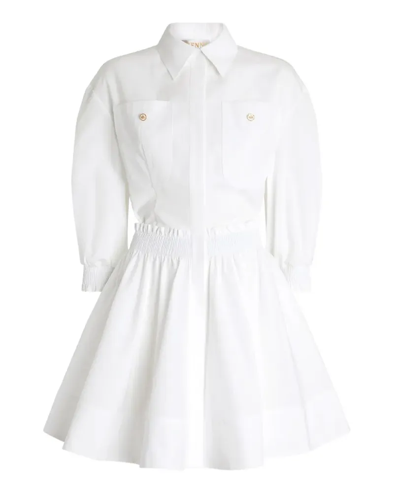 Genny Gerafftes Kleid mit Taschen - Weiß Weiß