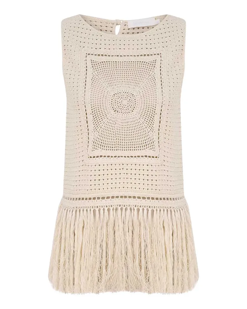 Zimmermann Indra fringe-trim tank top - Nude Nude