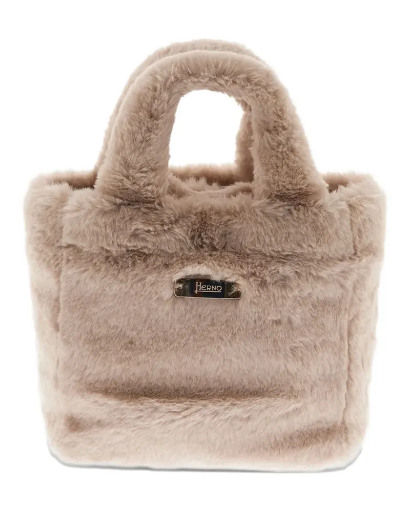Herno faux-fur top-handle bag - Nude Nude