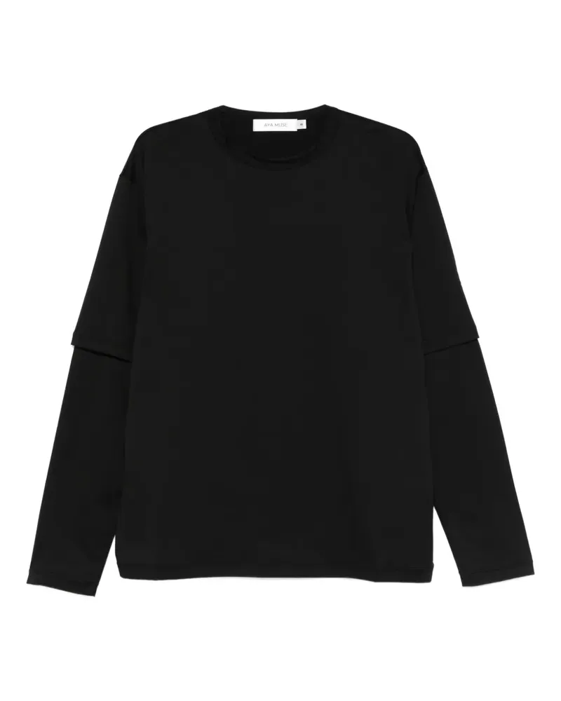 Aya Muse T-Shirt mit doppelten Ärmeln - Schwarz Schwarz