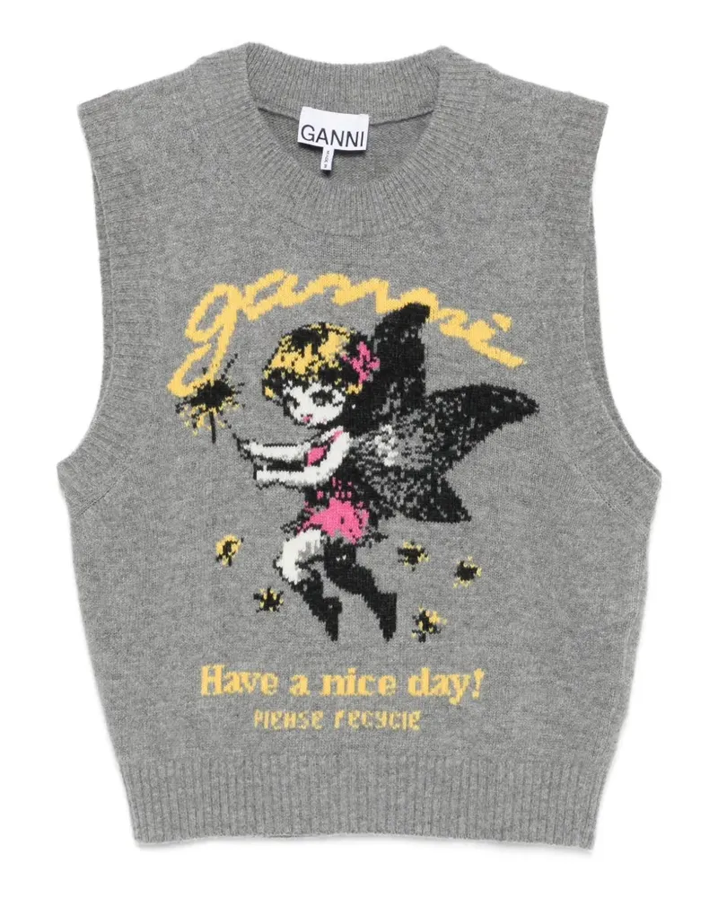 Ganni Pullunder mit grafischem Print - Grau Grau