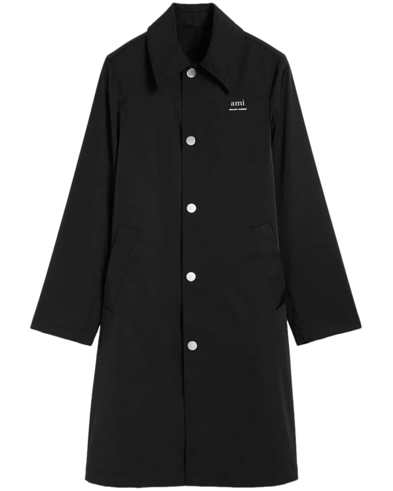 AMI Paris Langärmeliger Regenmantel - Schwarz Schwarz