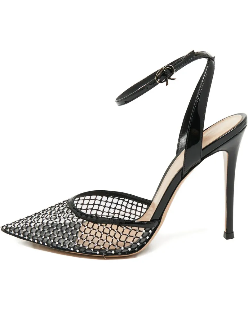 Gianvito Rossi Rossi ankle-strap mesh-detail pumps - Schwarz Schwarz