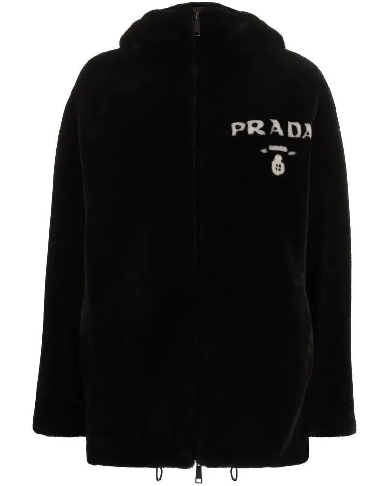 Prada Wendbare Jacke aus Shearling - Schwarz Schwarz