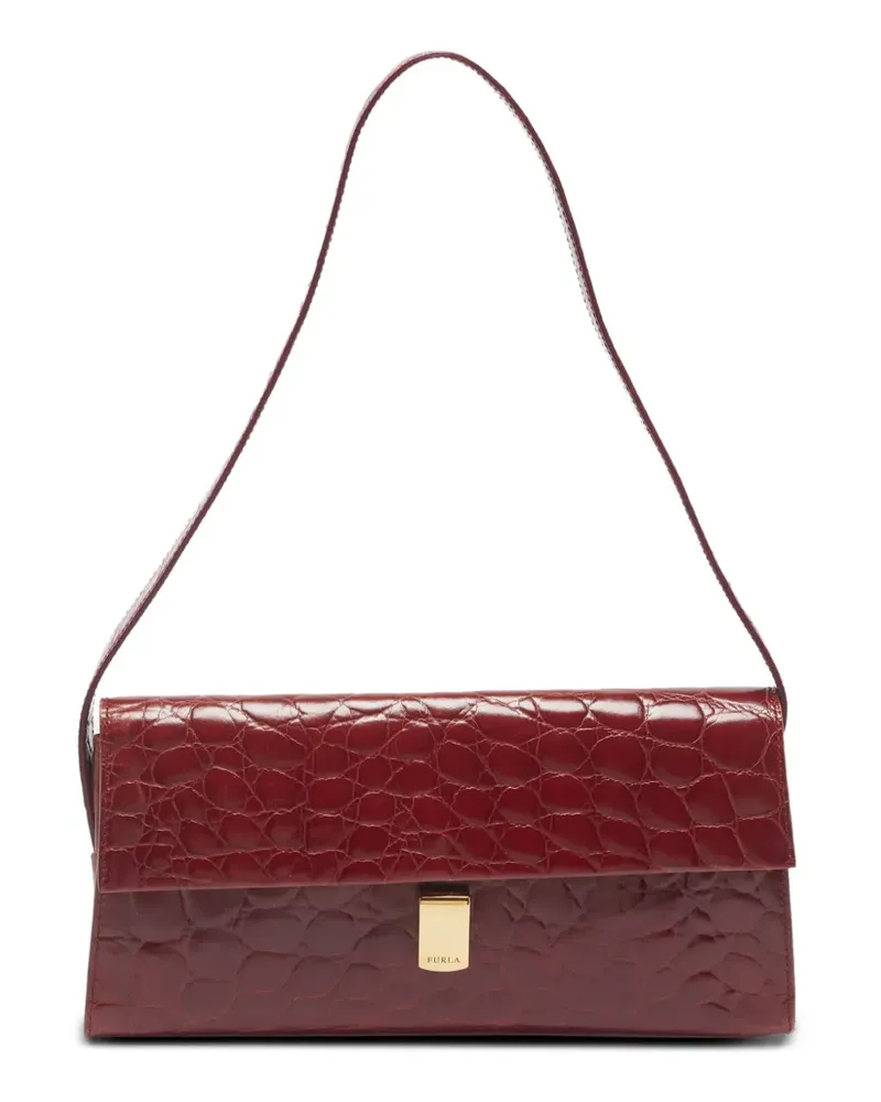 Furla Schultertasche mit Kroko-Prägung - Rot Rot