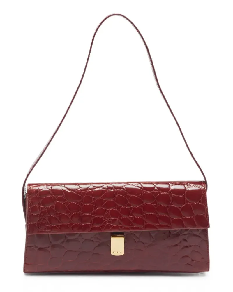 Furla croc-embossed flap shoulder bag - Rot Rot
