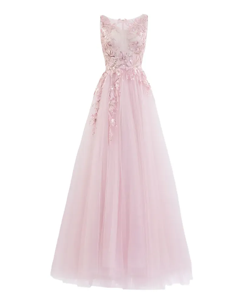 Saiid Kobeisy Besticktes Tüllkleid - Rosa Rosa