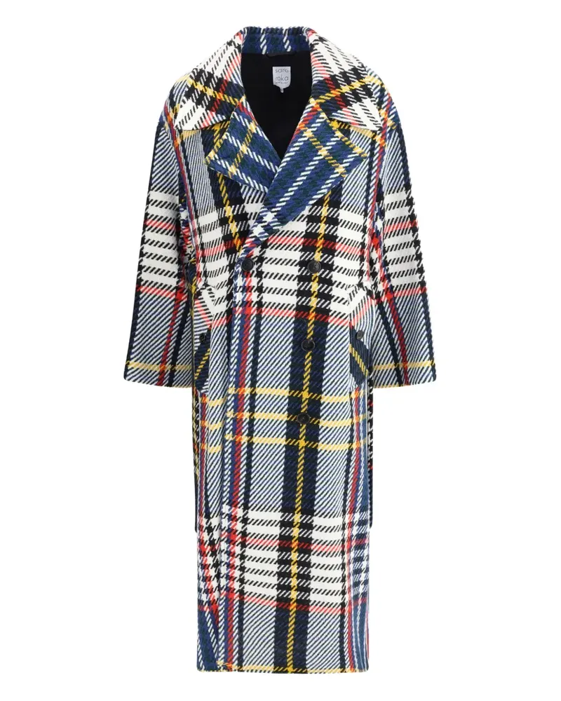 Sara Roka Karierte Cabanjacke - Blau Blau