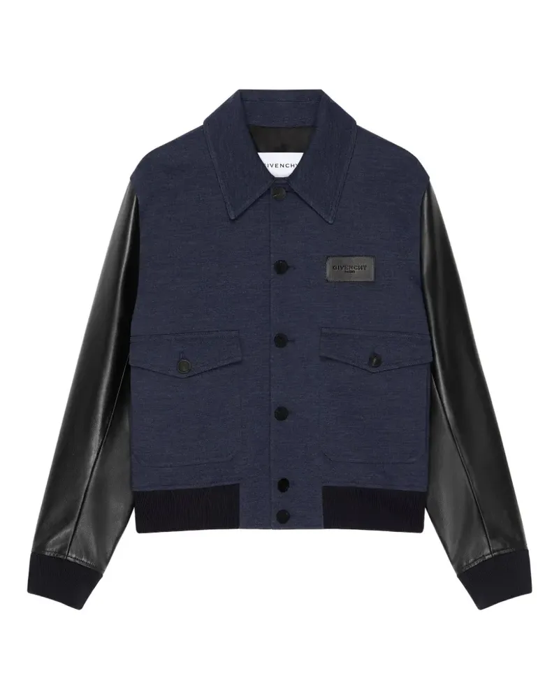 Givenchy leather-sleeve panelled jacket - Blau Blau