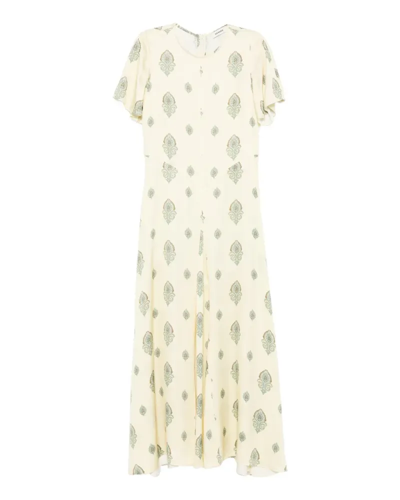 Sandro Gerüschtes Kleid mit Paisley-Print - Gelb Gelb