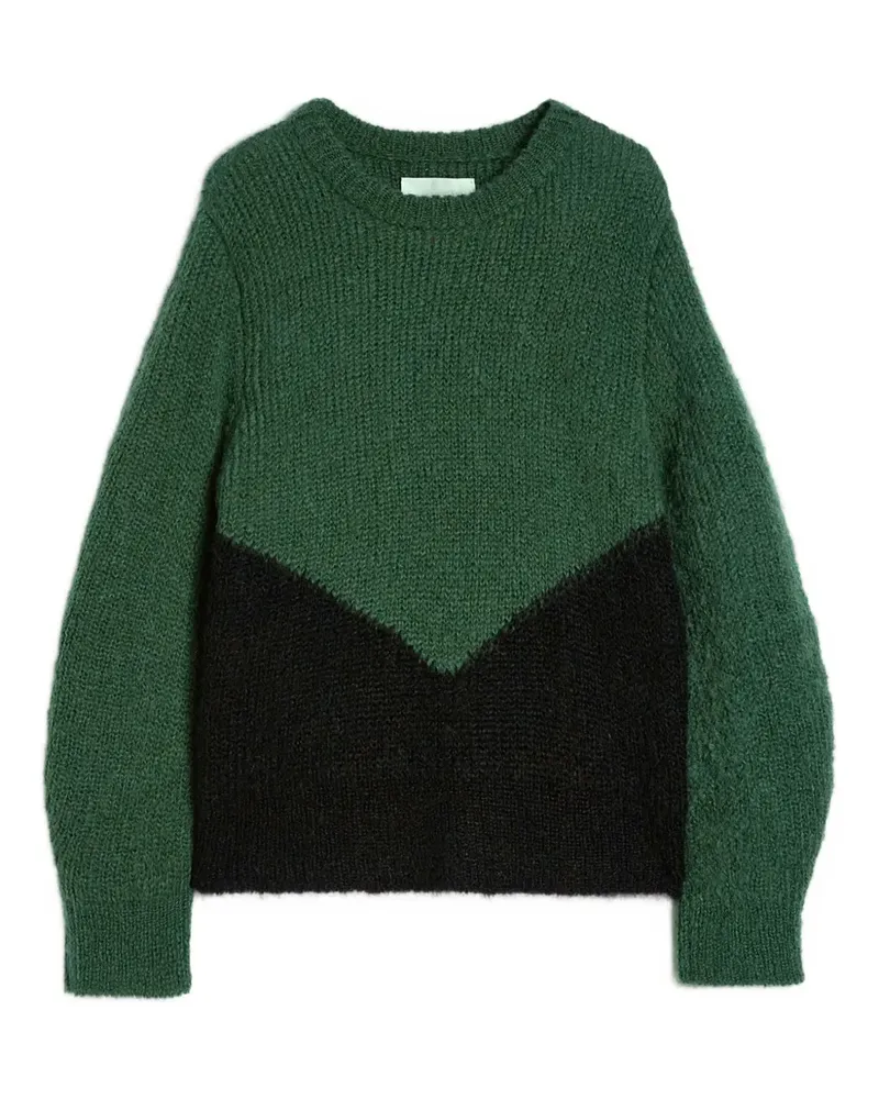 Jil Sander Pullover in Colour-Block-Optik - Grün Grün