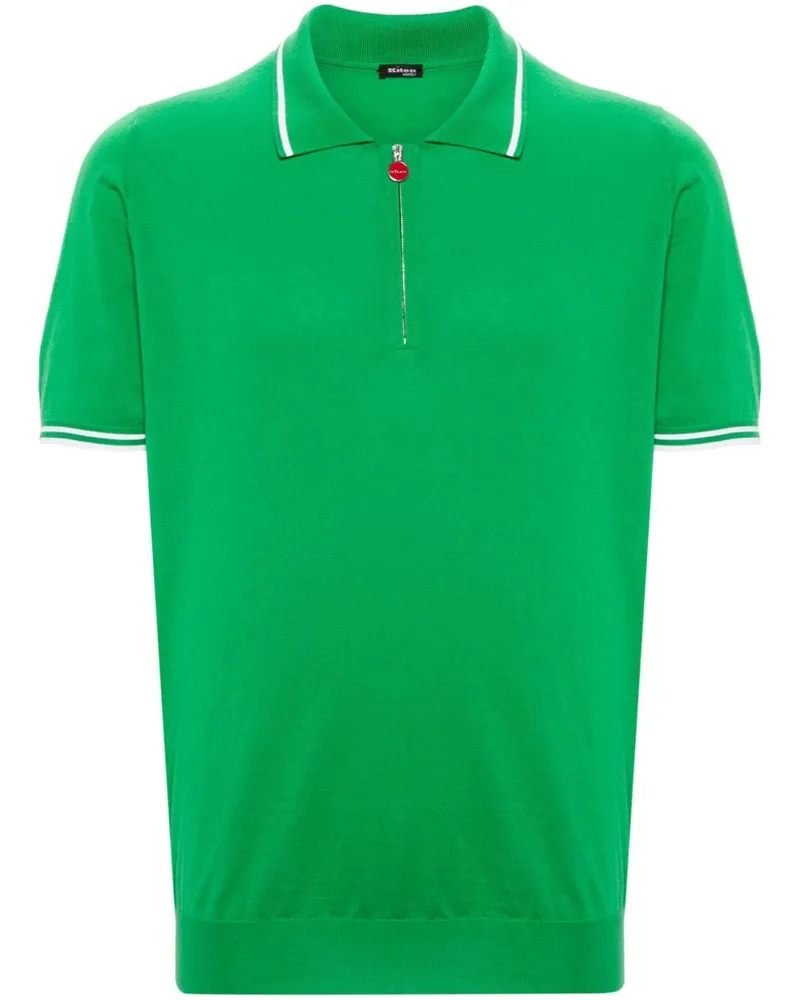 Kiton Poloshirt mit gestreiften Rändern - Grün Grün