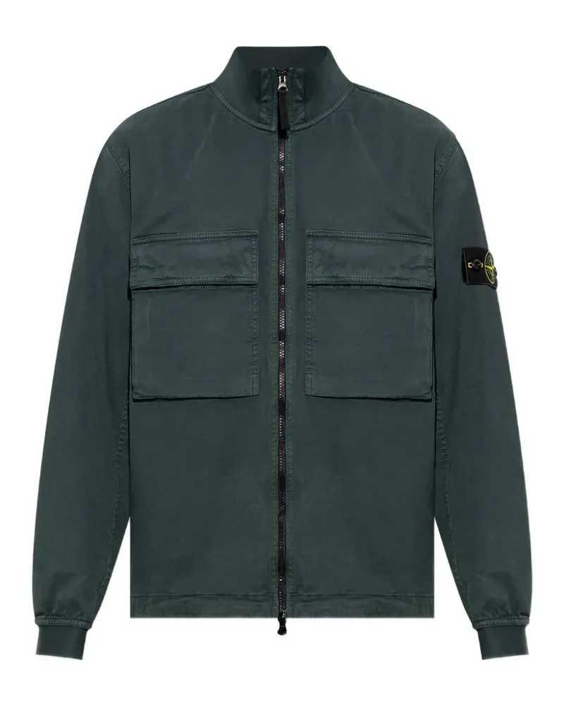 Stone Island 1200024 Old Effect Hemdjacke aus Bio-Stretch-Twill - Grün Grün