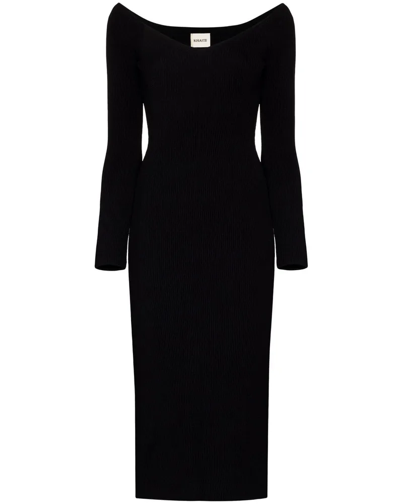 KHAITE Geripptes Midikleid - Schwarz Schwarz