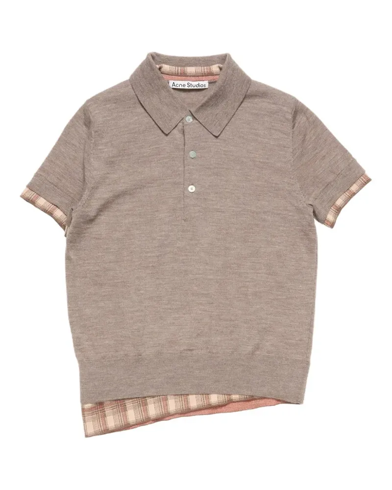 Acne Studios Meliertes Poloshirt mit Karo - Nude Nude