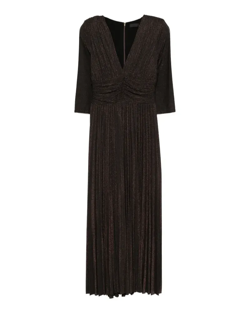 Liu Jo V-neck pleated midi dress - Braun Braun